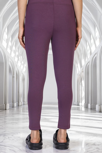 Purple Solid Skinny Fit Modal Tight