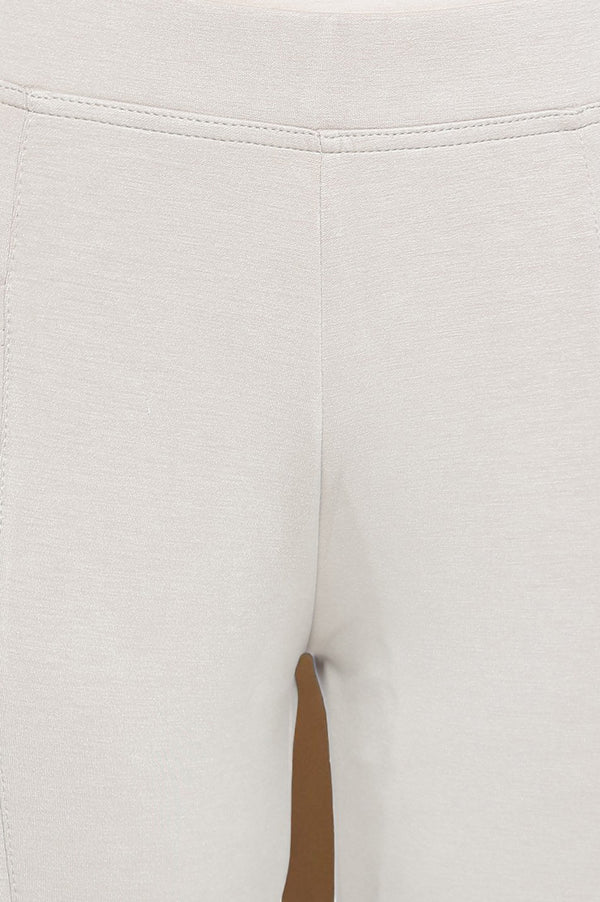 Tan Solid Mid Rise Tights in Calf Length
