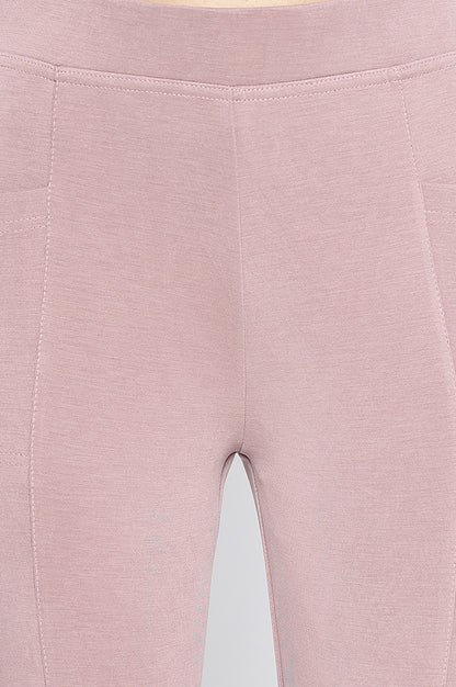 Pink Solid Mid-rise Ankle Length Yoga Tights