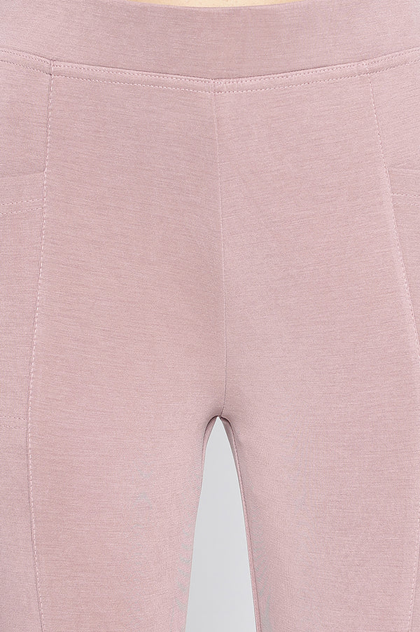 Pink Solid Mid-rise Ankle Length Yoga Tights