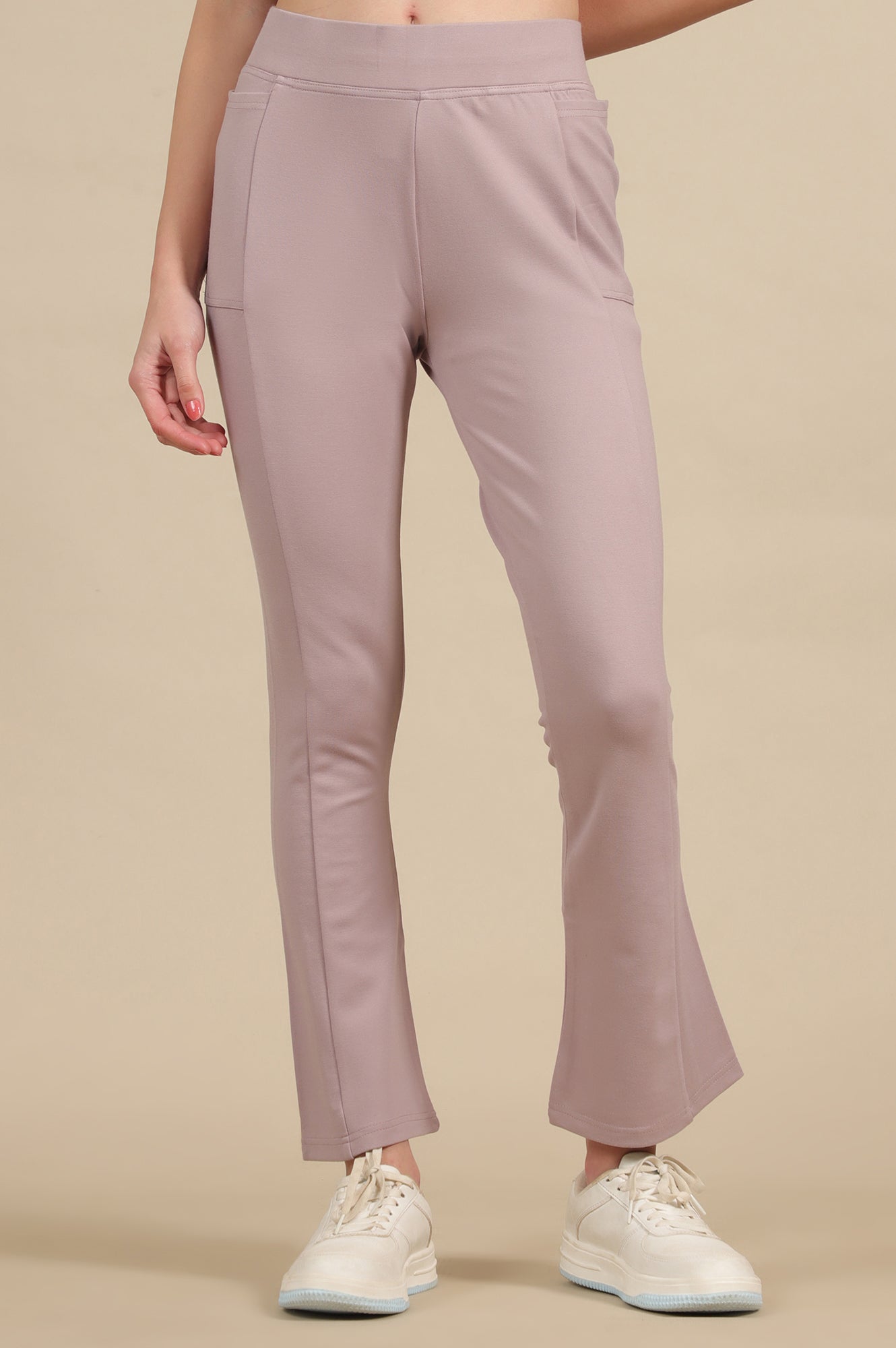 Light Purple Bootcut Yoga Pants with Side Pockets