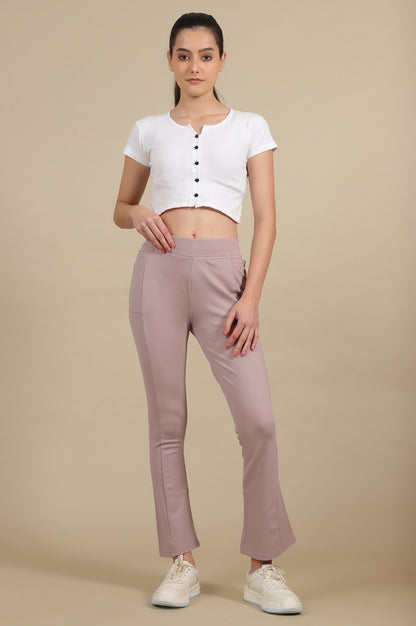 Light Purple Bootcut Yoga Pants with Side Pockets