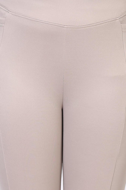 White Solid Flared Woven Tights