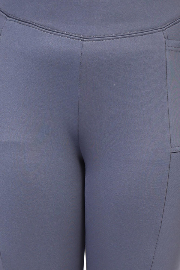 Sky Blue Solid Flared Rayon Tights