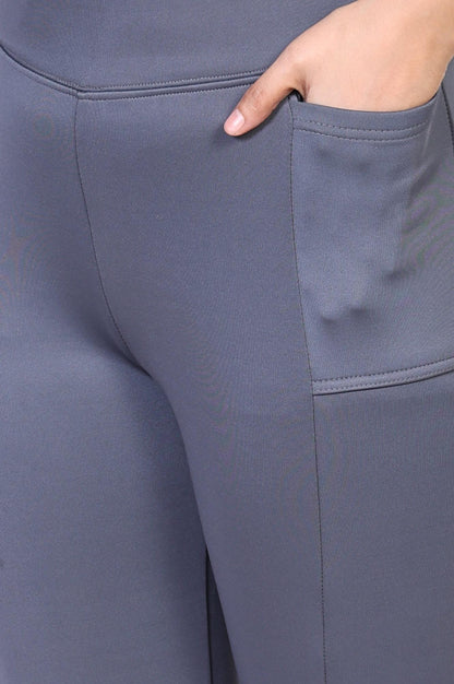 Sky Blue Solid Flared Rayon Tights