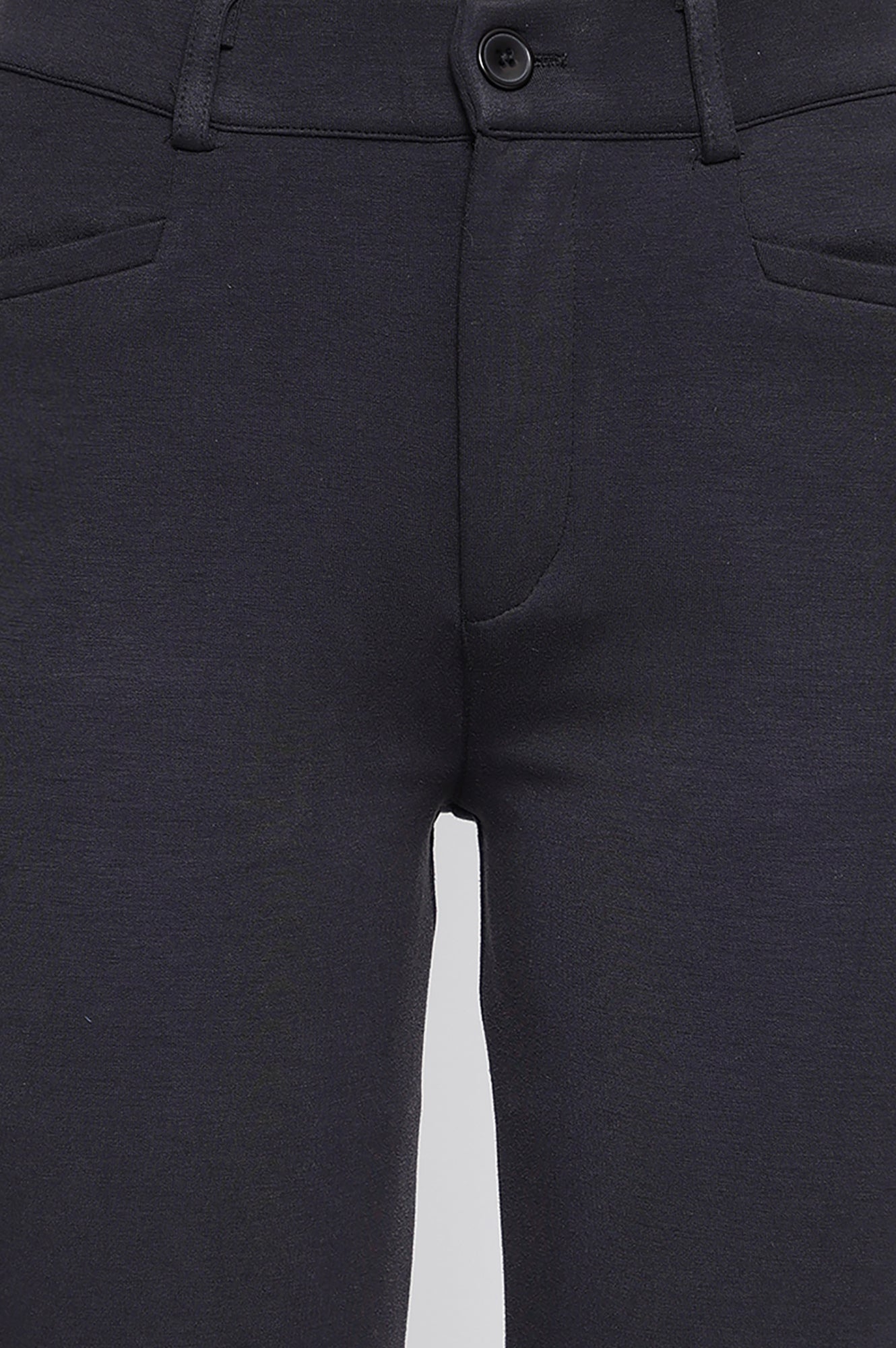Black Solid Slim fit Trousers in Ankle Length