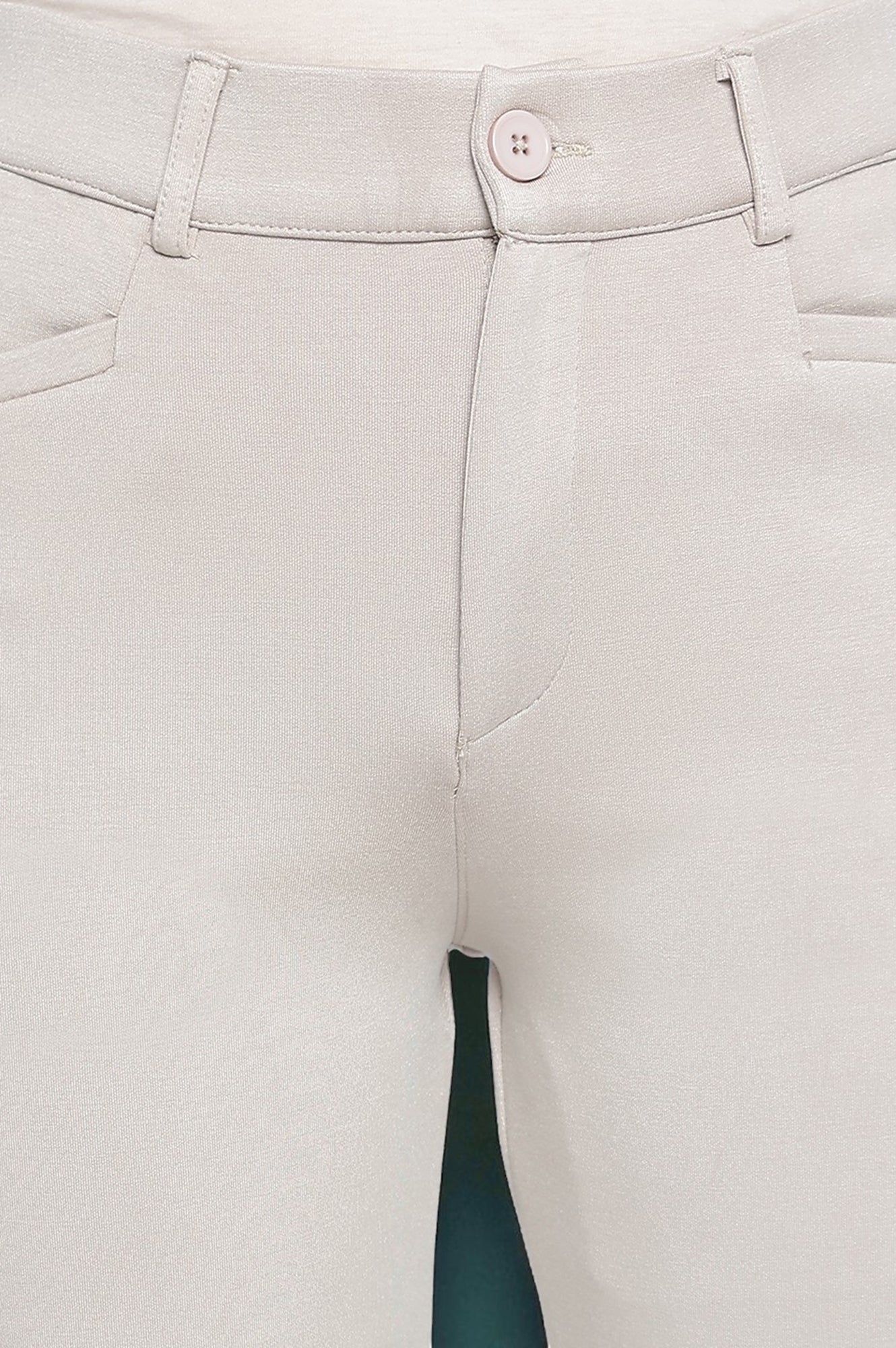 Tan Solid Mid Rise Trouser in Ankle Length