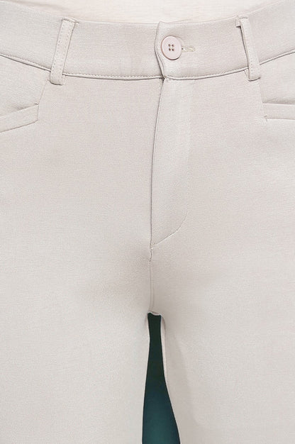 Tan Solid Mid Rise Trouser in Ankle Length