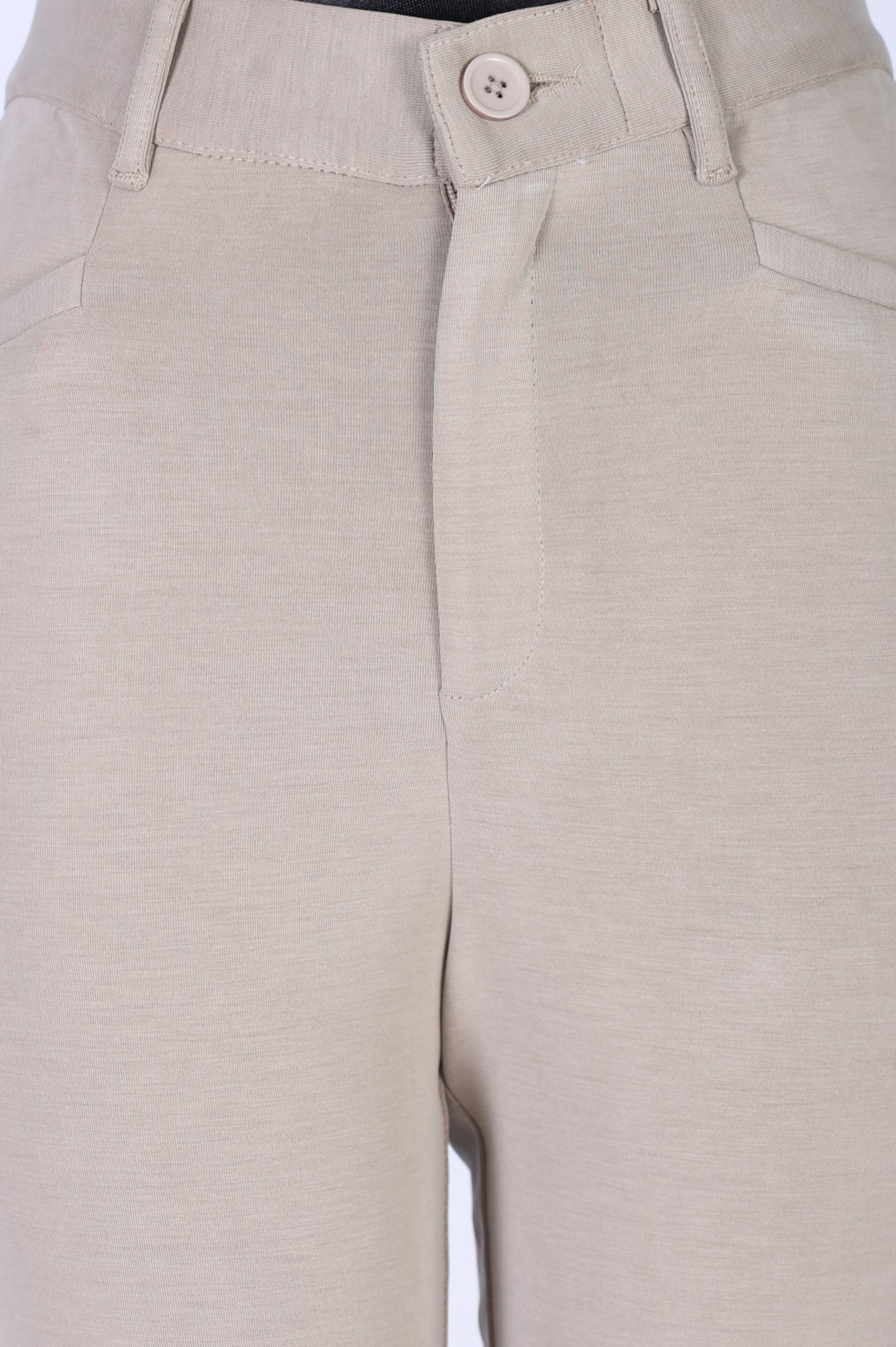 Beige Solid Modal Slim Fit Crop Mid Rise Boss Pants