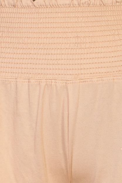 Light Gold Solid Wide Leg Ankle Length High Rise Palazzo