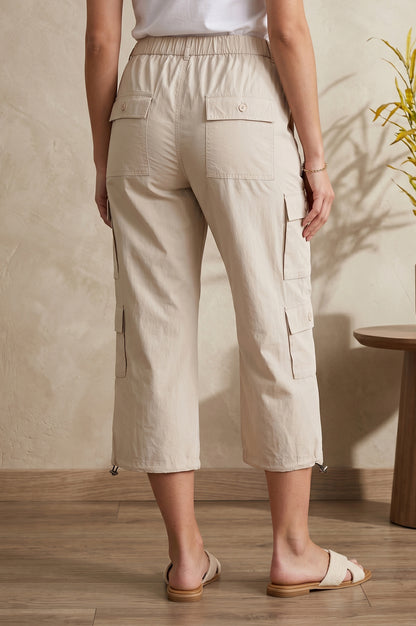 Cream High Rise Cargo Pants
