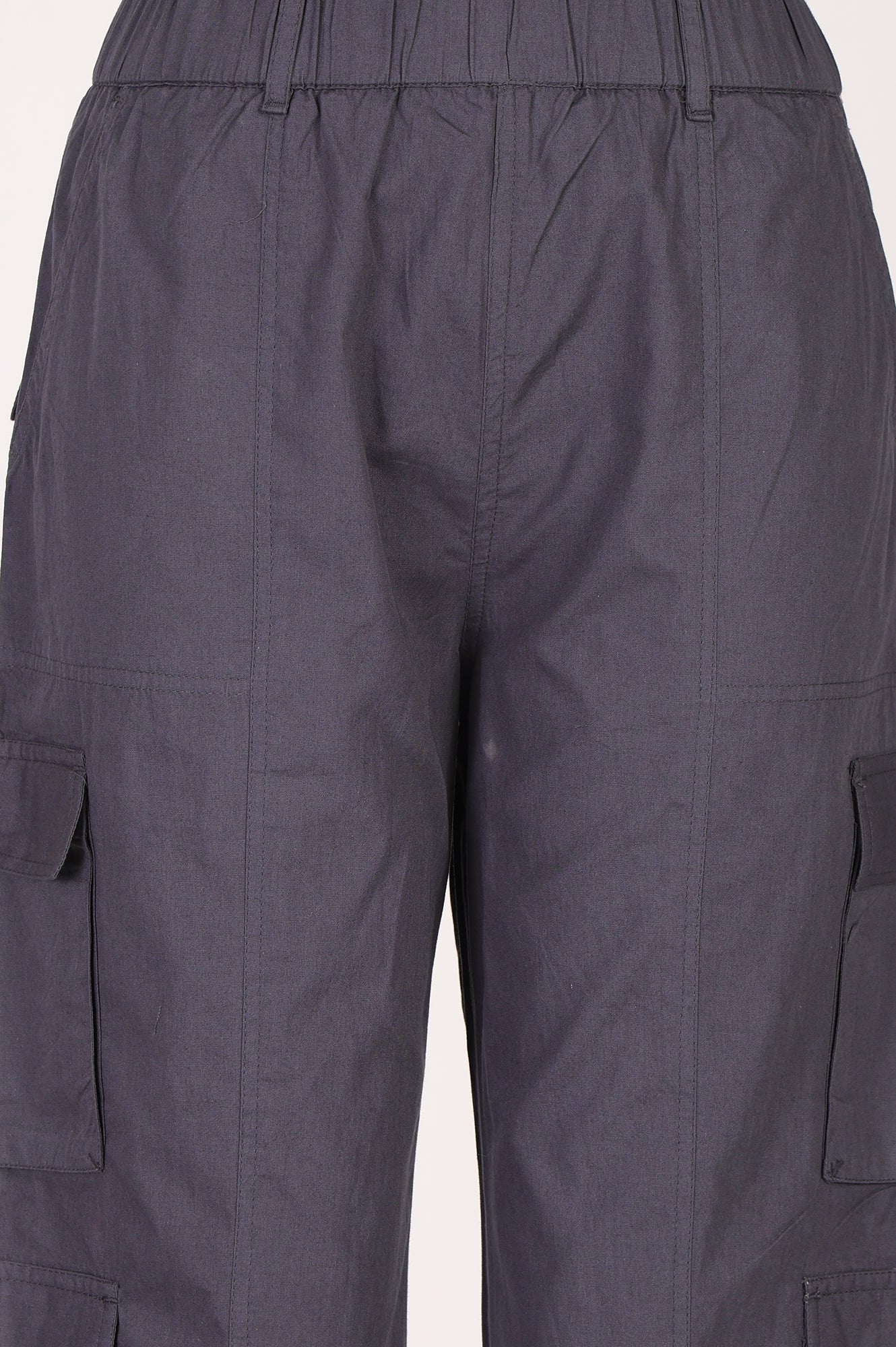 Charcoal High Rise Cargo Pants