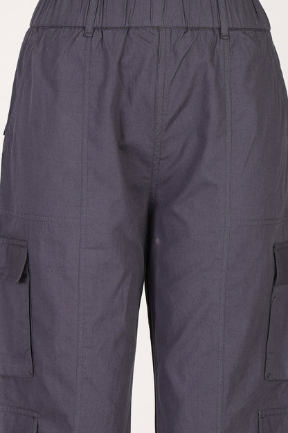 Charcoal High Rise Cargo Pants