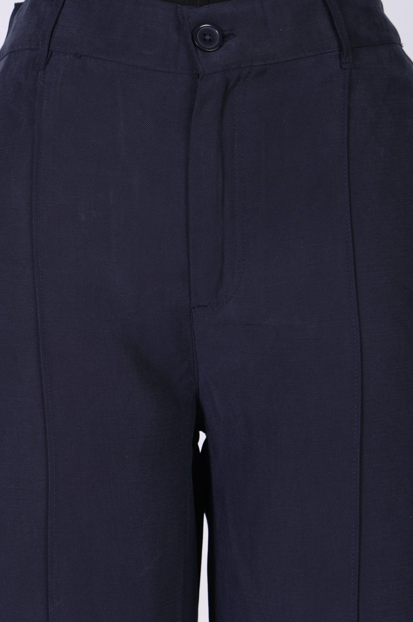 Navy Blue Solid Rayon Wide-Leg Boss Pants
