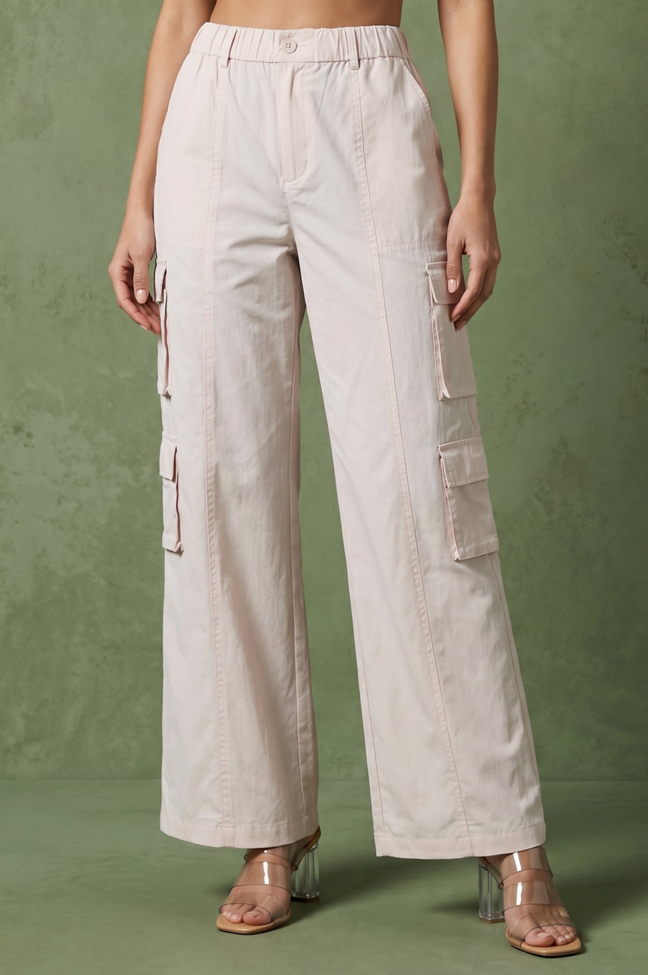 Off-White Pure Cotton Ankle Length Cargo Pants