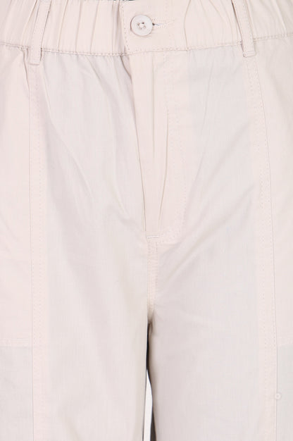 Off-White Pure Cotton Ankle Length Cargo Pants