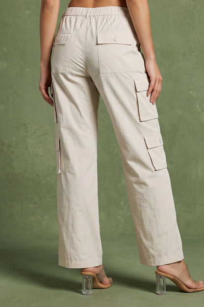 Off-White Pure Cotton Ankle Length Cargo Pants