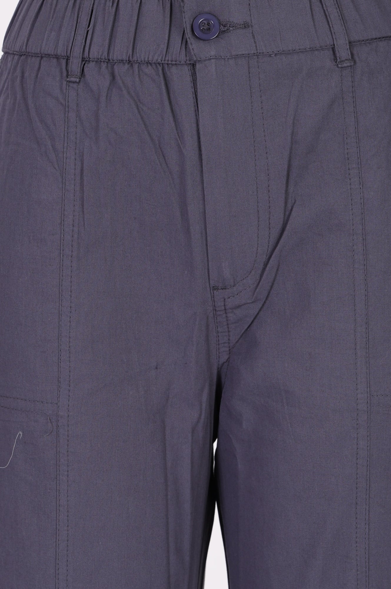 Grey Pure Cotton Ankle Length Cargo Pants