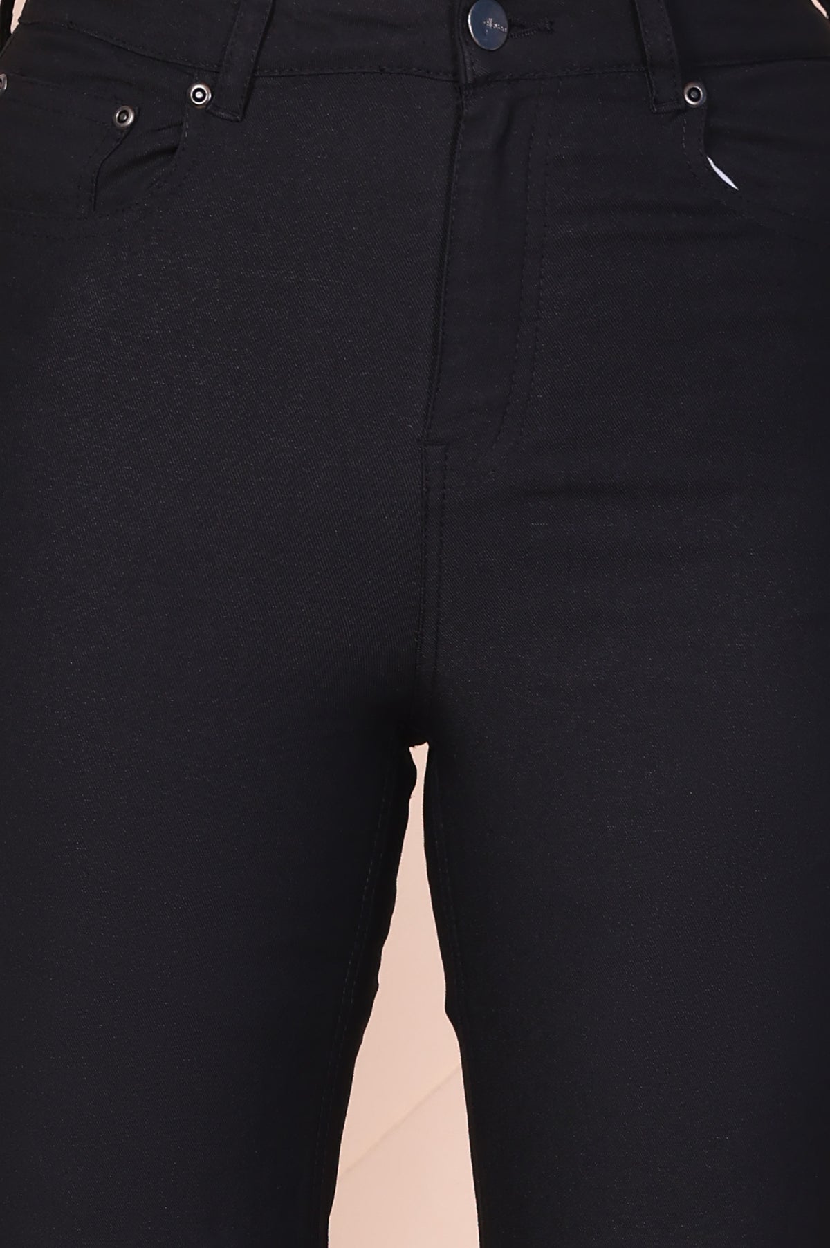 Black Solid Denim Lycra High Rise Flared Jeans