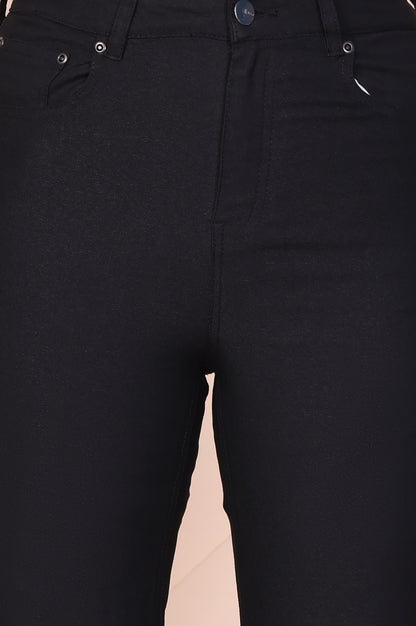 Black Solid Denim Lycra High Rise Flared Jeans
