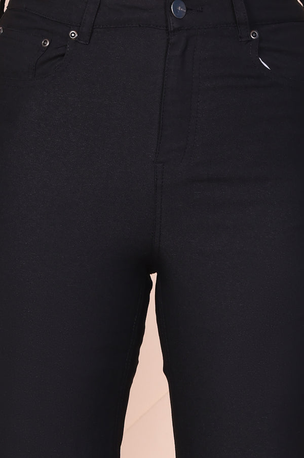 Black Solid Denim Lycra High Rise Flared Jeans