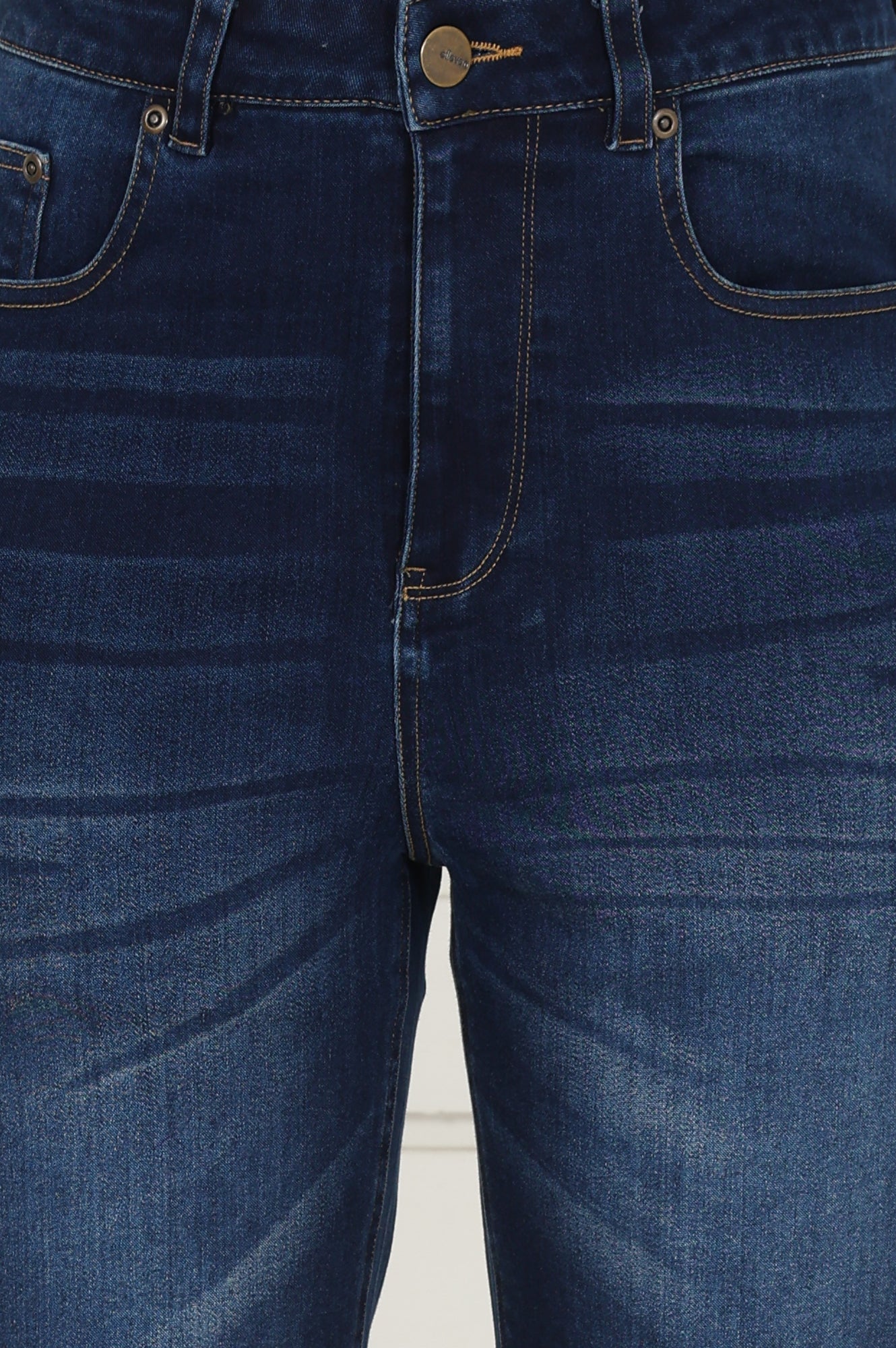 Blue Denim Lycra Mid Rise Mid Thigh Length Shorts with YKK Zipper