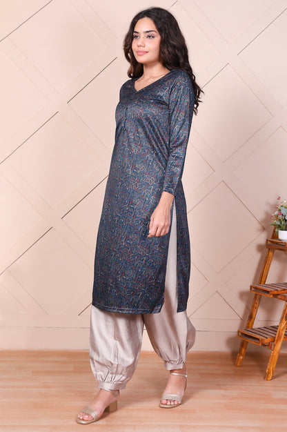 Silver Solid Relaxed-Leg Pants