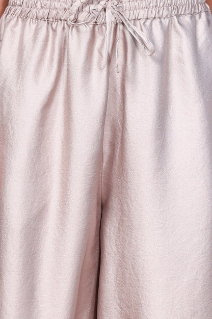 Silver Solid Relaxed-Leg Pants