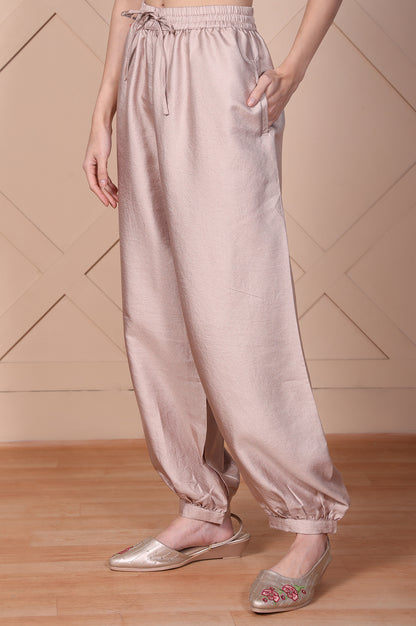 Mauve Solid Tapered Pant