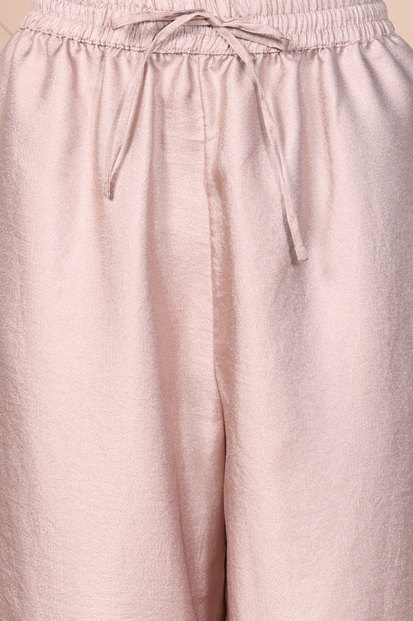 Mauve Solid Tapered Pant