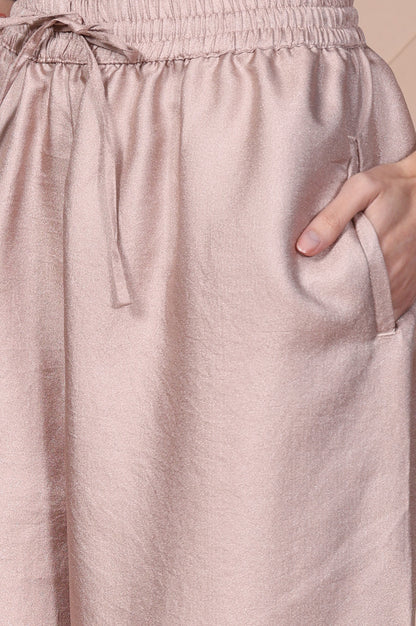 Mauve Solid Tapered Pant