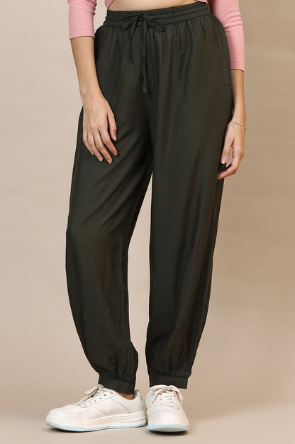 Green Solid Rayon Harem Pants