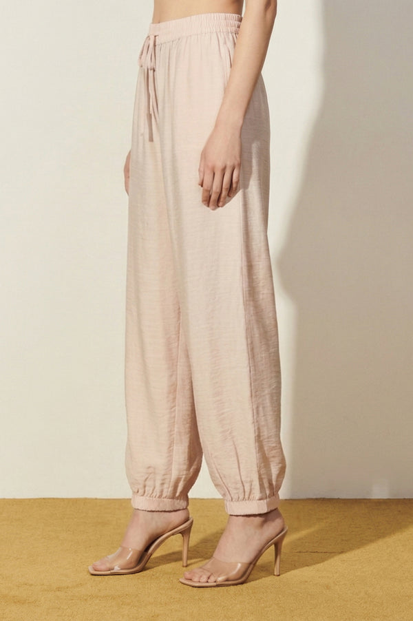 Beige Solid Rayon Ankle Length Harem Pants