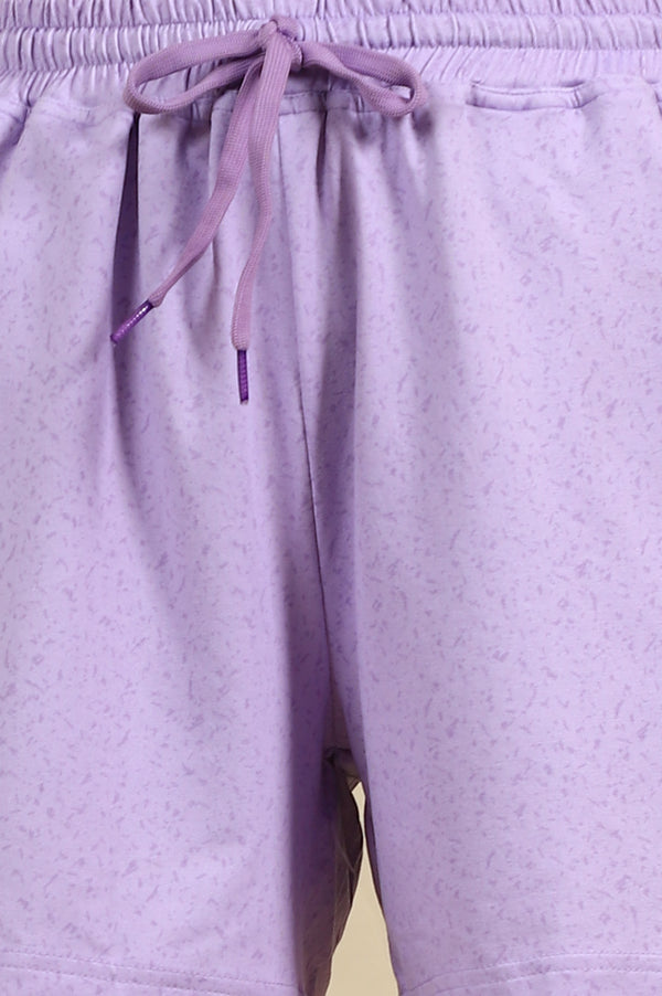 Light Purple Abstract Printed Jersey Shorts