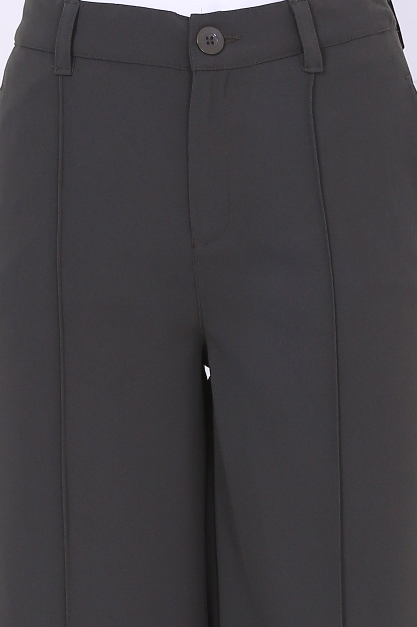 Green Solid Calf Length Culottes with YKK Zipper