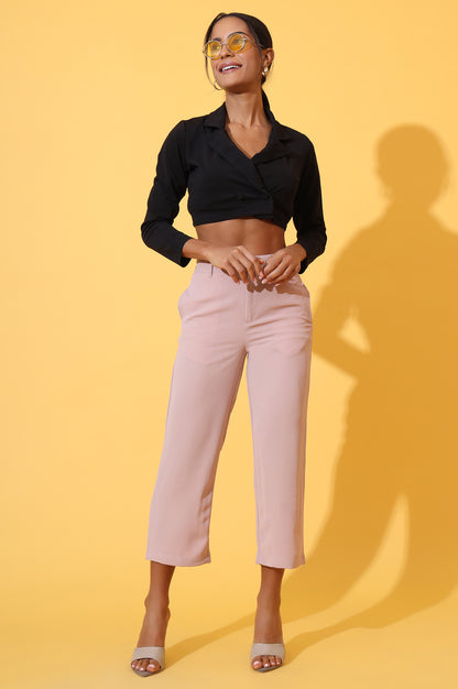 Peach Solid Straight Western Culottes with YKK Zipper