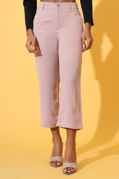 Peach Solid Straight Western Culottes with YKK Zipper