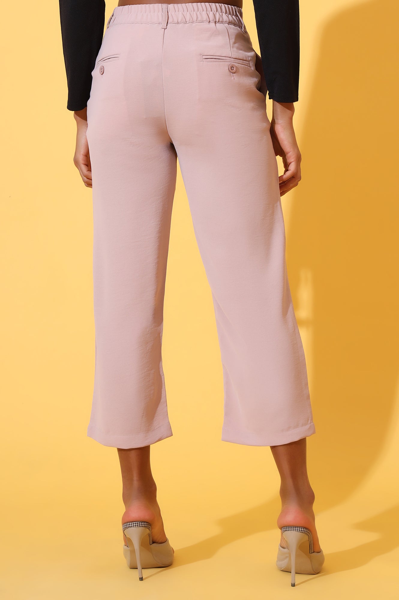 Peach Solid Straight Western Culottes with YKK Zipper