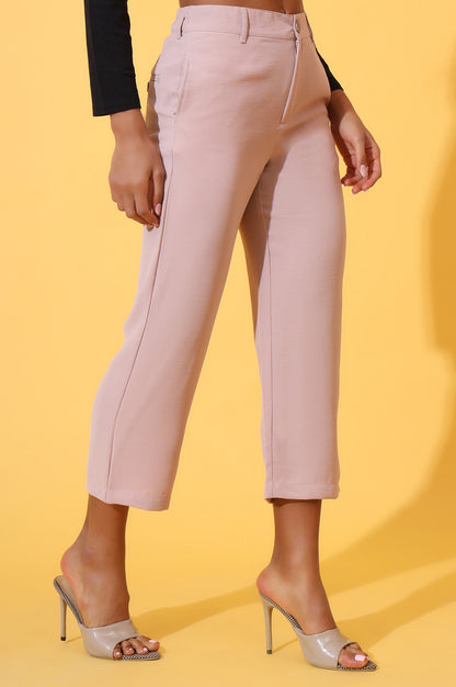 Peach Solid Straight Western Culottes with YKK Zipper
