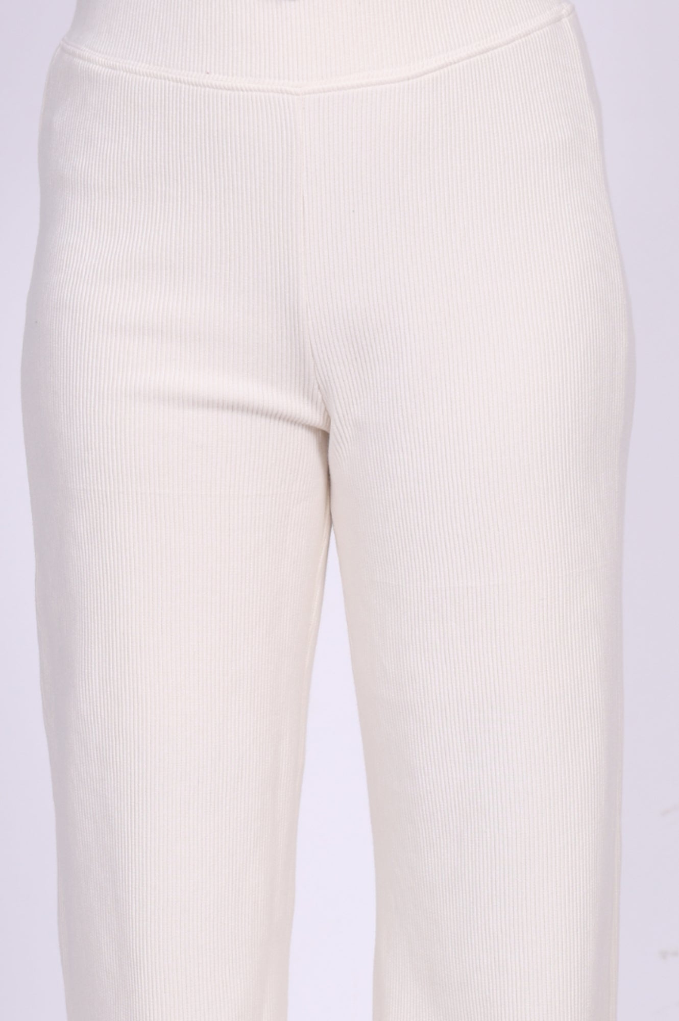 White Solid Wide Leg High Rise Corduroy Palazzo