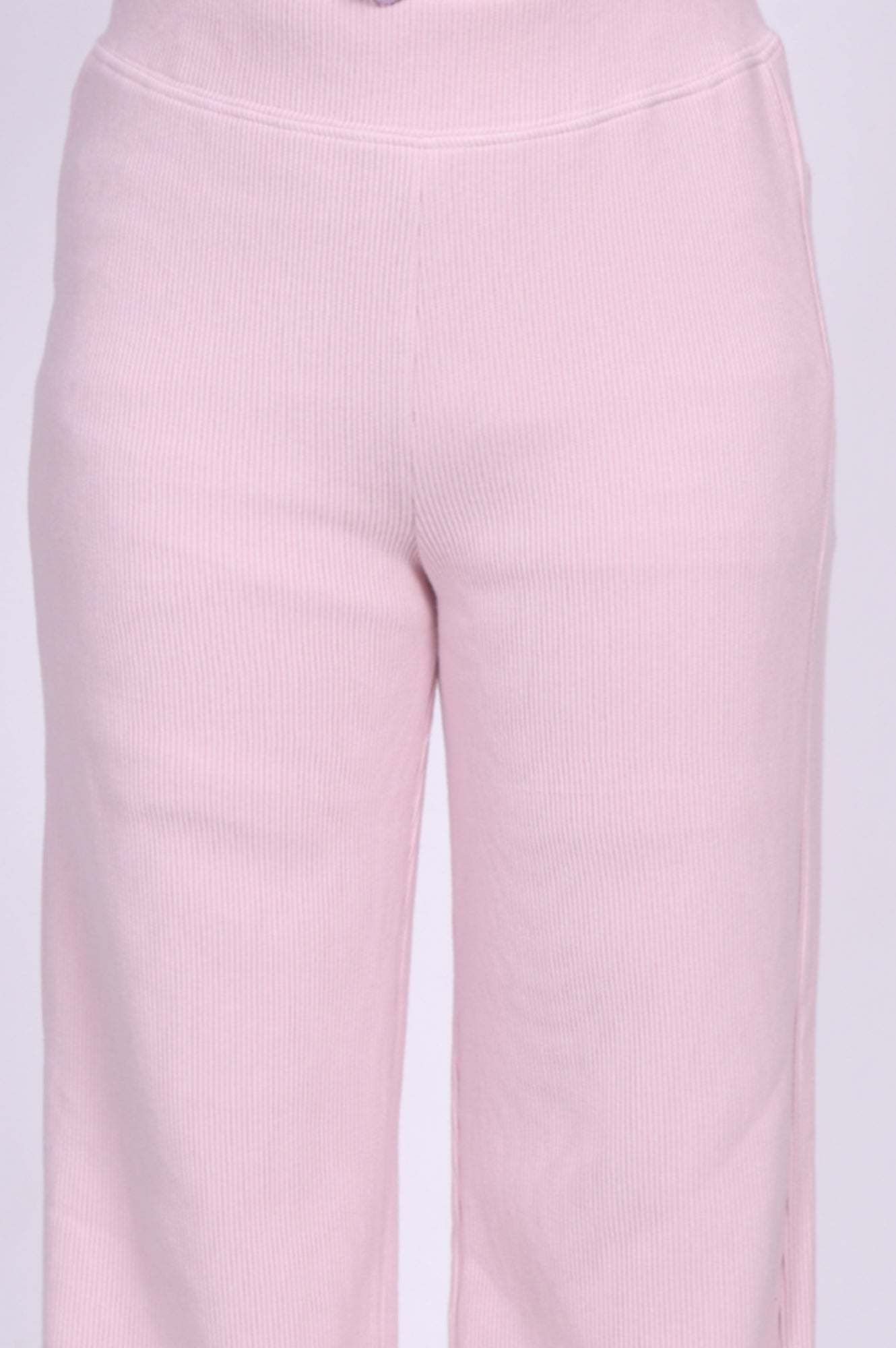 Pink Solid Corduroy Wide Leg High Rise Palazzo