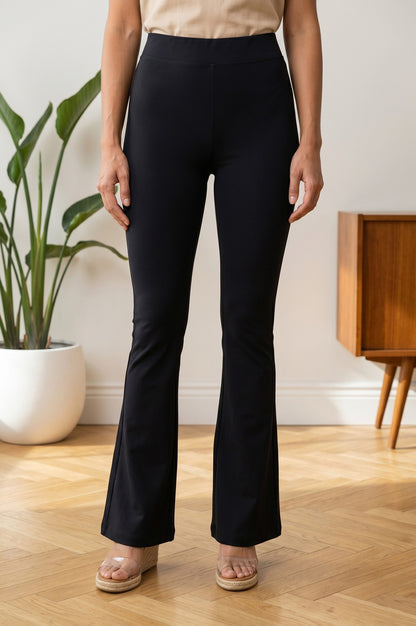 Black High Rise Slim Fit Bell-Bottom Leggings