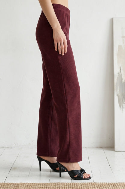Maroon Solid Acrylic Blend Straight Fit Ankle Length Palazzo