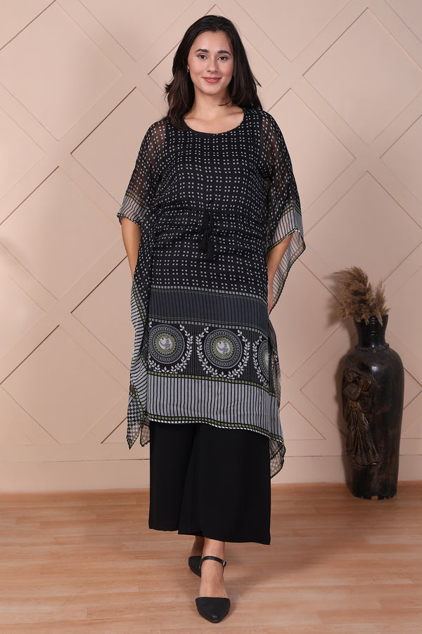 Black Solid High Rise Ankle Length Wide Leg Boss Pants