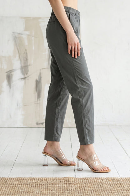 Olive Green Solid Pure Cotton Straight Fit Pants