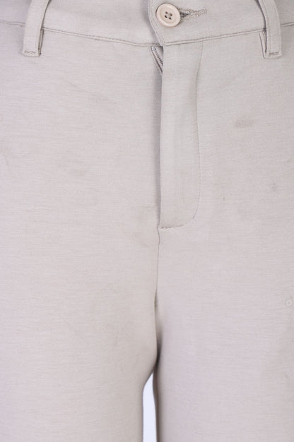Beige Solid Modal Slim Fit Floor Length Mid Rise Pants