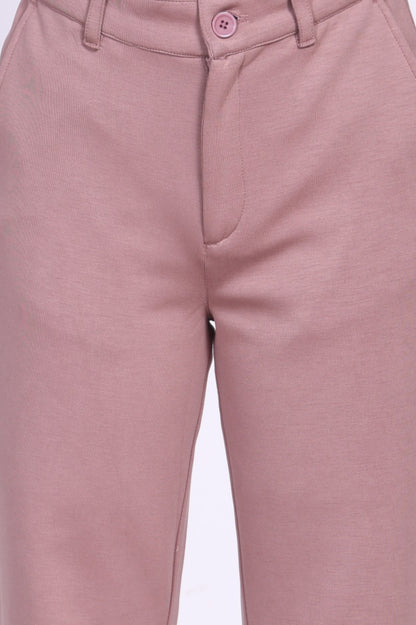 Pink Solid Straight Fit Ankle Length Pants
