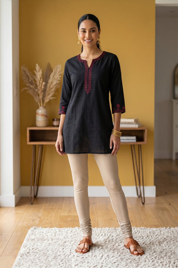 Light Gold Pure Cotton Skinny Fit Ankle Length Leggings