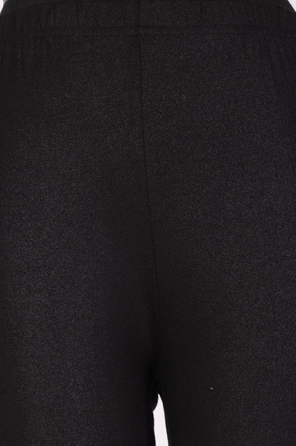 Black Solid Cotton Lyrca Skinny Fit Ankle Length Leggings