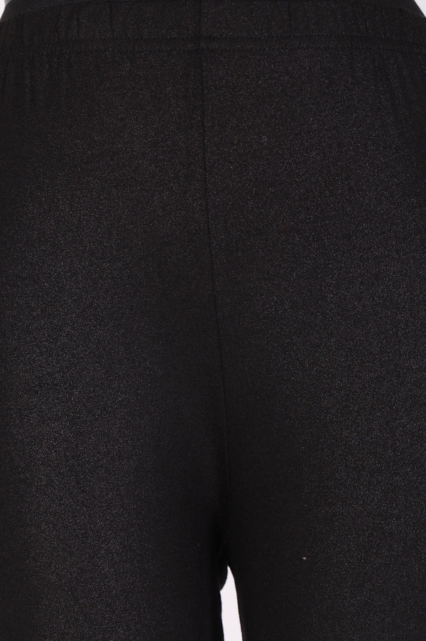 Black Solid Cotton Lyrca Skinny Fit Ankle Length Leggings